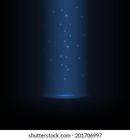 Glowing star dust falls from above on the glowing scene.
