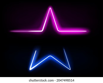 Glowing Star Frame Neon Light. Vector Illustration