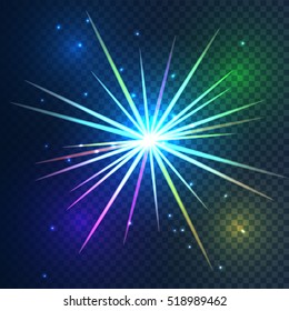 Glowing star light on transparent background. Abstract vector Illustration