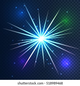 Glowing star light on transparent background. Abstract vector Illustration