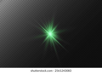 Glowing star, magical explosion and flash of light. Light effect of glitter and glare.