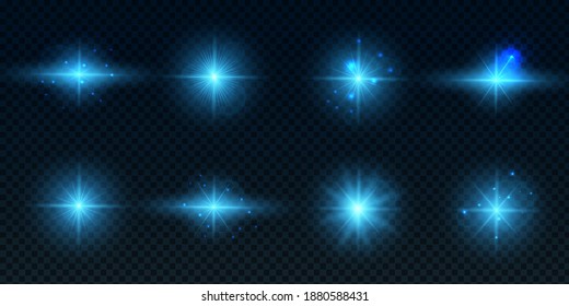 Glowing star on a transparent background. Christmas light effect with magic particles. Effects for Christmas and New Year. Vector illustration