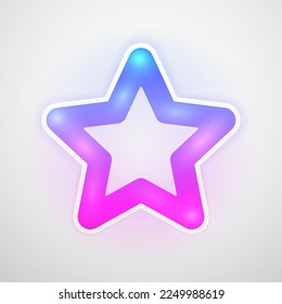 Glowing Star Shape LED Lamp Neon Color Icon. Vector clipart.