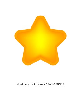 glowing star shape sign isolated on white, one star cute yellow gold color, bright 1 star icon for clip art for element graphic, illustration star simple shape for rating vote symbol, vector