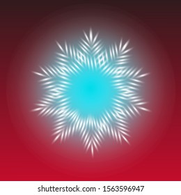 Glowing star snowflake made from glare on a burgundy background