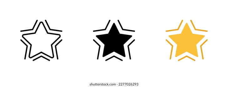 Un brillante símbolo de estrella, a menudo utilizado para representar una idea brillante o brillante, una luz guía o un sentido de esperanza o inspiración. Conjunto vectorial de iconos en línea, de color y negro aislados.