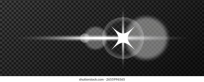 Glowing starburst flare on transparent background