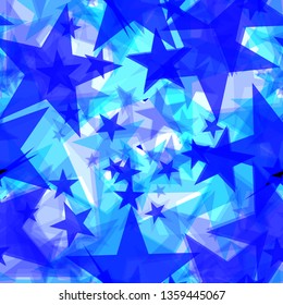 Glowing starfish on a light background in projection and with depth. Pattern to decorate any holiday and bright events.