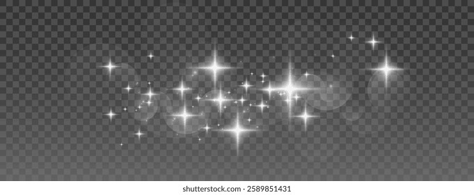 Glowing Starlight Dust - Soft Radiant White Sparks and Bokeh Light Effects Creating a Magical, Celestial, and Dreamy Atmosphere for Overlays and Decorative Elements