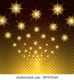 Glowing stars background. Transparent lights vector illustration
