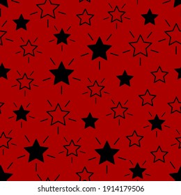 Glowing stars on a red background. Great for printing, packaging. Vector illustration.