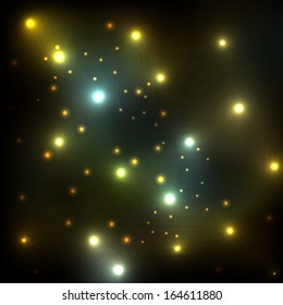 Glowing stars in space glitter vector background template concept