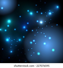 Glowing stars in space glitter vector background template concept