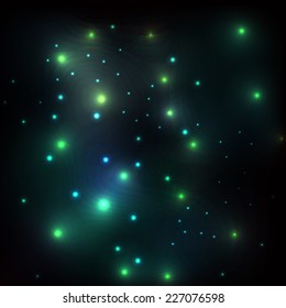 Glowing stars in space glitter vector background template concept
