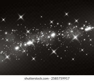 Glowing stars, sparkles, light streaks, and shimmering particles on transparent background for overlays and magical effects.
