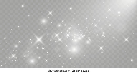 Glowing stars, sparkles, light streaks, and shimmering particles on transparent background for overlays and magical effects.