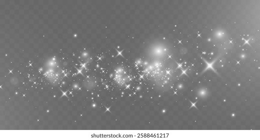 Glowing stars, sparkles, light streaks, and shimmering particles on transparent background for overlays and magical effects.