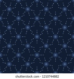 Glowing Stars Texture Seamless Vector Pattern. Drawn Starry Sky llustration for Winter Fashion Prints, Christmas Packaging, Magical Paper Goods, Nordic Wrapping or Scandi Style Holidays Stationery.