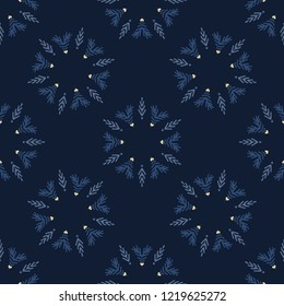 Glowing Stars Texture Seamless Vector Pattern. Drawn Starry Ornament llustration for Winter Fashion Prints, Christmas Packaging, Magical Paper , Nordic Wrapping or Scandi Style Holidays Stationery.