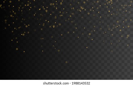 Glowing streaks of dust on a transparent background. Sparkling magical dust particles. Yellow dust yellow sparks and golden stars shine with special light. ​Magic concept. Vector illustration, eps 10 