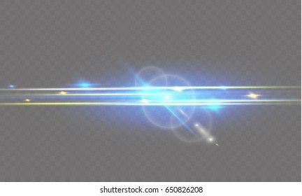 Glowing streaks on a transparent background. Beautiful glow flash light and sparks.vector illustration