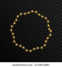 Guirnalda de luces brillantes de la secuencia aislada, marco del círculo del resplandor