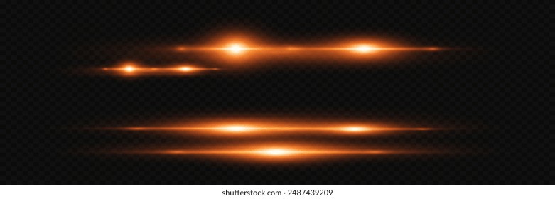 Rayas brillantes sobre un fondo oscuro.Líneas de neón aisladas sobre un fondo transparente. Velocidad de luz.Líneas rojo-azules de velocidad y luz.Vector.