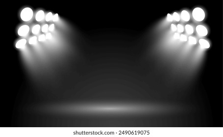 glowing studio focus light effect on dark background vector