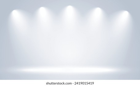 glowing studio light on empty background design vector