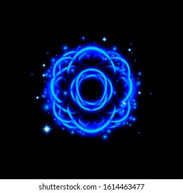 Glowing stylized blue flower. Vector illustration
