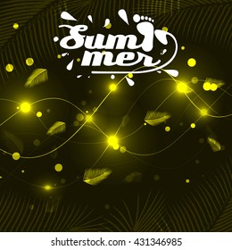 glowing summer background with the inscription in vector format 