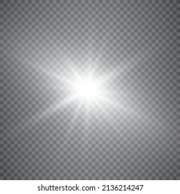 
Glowing sun effect rays of white light. Vector illustration