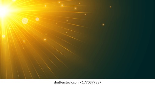 glowing sun rays background from top left corner