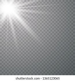 Glowing sunlight isolated on transparent background. Vector eps10