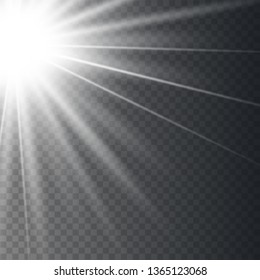 Glowing sunlight isolated on transparent background. Vector eps10