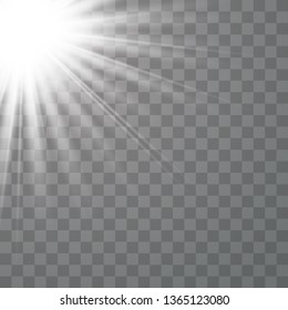 Glowing sunlight isolated on transparent background. Vector eps10