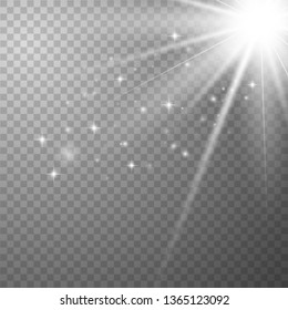Glowing sunlight isolated on transparent background. Vector eps10