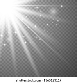 Glowing sunlight isolated on transparent background. Vector eps10