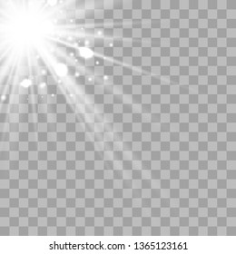 Glowing sunlight isolated on transparent background. Vector eps10