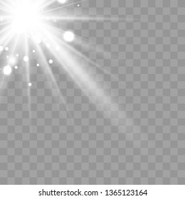 Glowing sunlight isolated on transparent background. Vector eps10