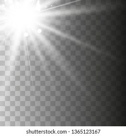 Glowing sunlight isolated on transparent background. Vector eps10