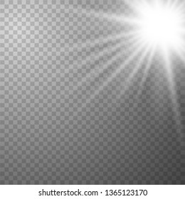 Glowing sunlight isolated on transparent background. Vector eps10