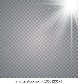 Glowing sunlight isolated on transparent background. Vector eps10
