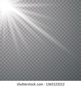 Glowing sunlight isolated on transparent background. Vector eps10