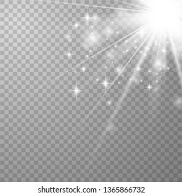 Glowing sunlight isolated on transparent background. Vector eps10