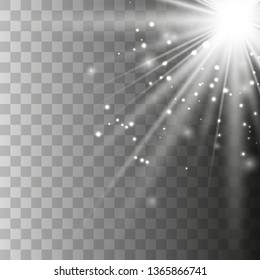 Glowing sunlight isolated on transparent background. Vector eps10