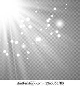 Glowing sunlight isolated on transparent background. Vector eps10
