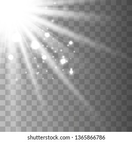 Glowing sunlight isolated on transparent background. Vector eps10