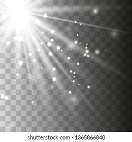 Glowing sunlight isolated on transparent background. Vector eps10