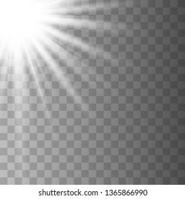 Glowing sunlight isolated on transparent background. Vector eps10